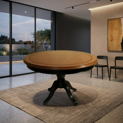 Dining room table round 122 cm solid wood dining table kitchen table real wood new