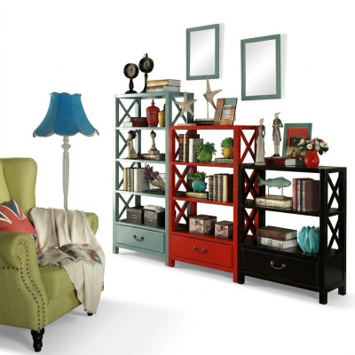 Display case wood shelf room divider designer wood shelves loft style cabinet red set