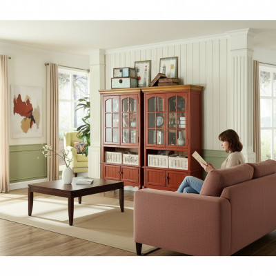 Luxury cabinet wood furniture cabinets showcase shelf filing cabinet glass cabinet antique