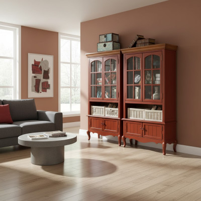 Luxury cabinet wood furniture cabinets showcase shelf filing cabinet glass cabinet antique