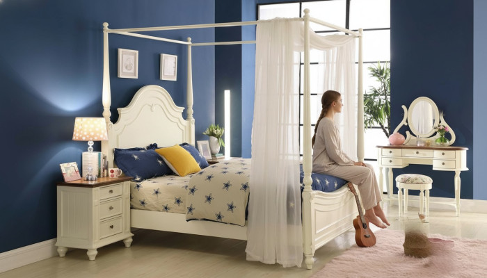Canopy Bed 3-piece Set Bedroom Beds 3-piece Set Country Furniture Nightstand