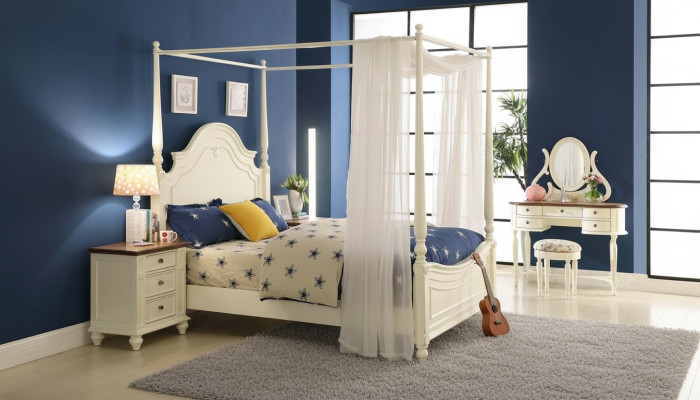 Canopy Bed 3-piece Set Bedroom Beds 3-piece Set Country Furniture Nightstand