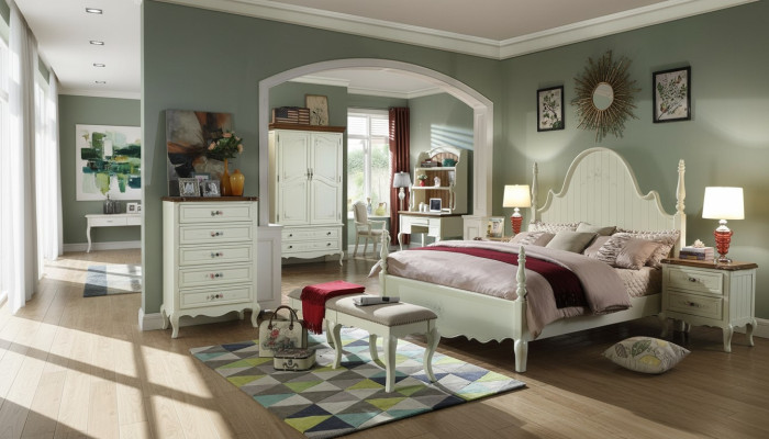 Distinctive white bedroom set in a classic style