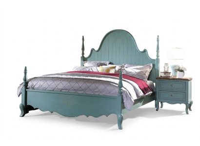 Country house bedroom blue bed wood classic furniture beds 180x200cm set new