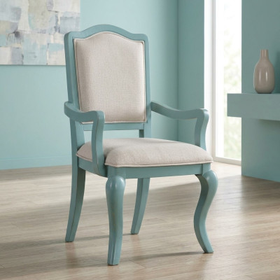 Chair Blue Design Living Room Dining Room Wood Chairs Upholstered with Armrest New