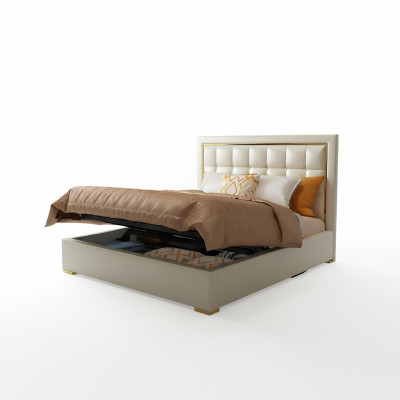 Bed Cushion Design Luxury Double Beds Gray 180x200cm Bedroom Leather Hotel