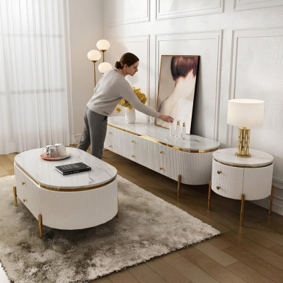 Living room furniture set designer living room sideboard coffee table side table 3-piece.