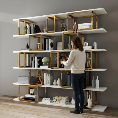 Design partition wall shelf living room cabinets stainless steel shelves bookcase new