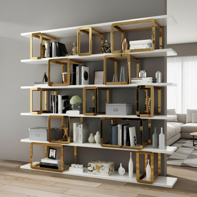 Design partition wall shelf living room cabinets stainless steel shelves bookcase new