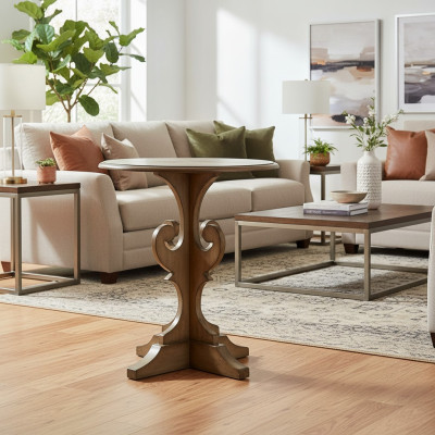 Couch Table Wood Sofa Round Side Design Tables Country House Living Room