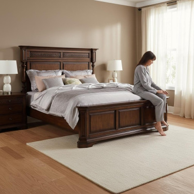 Wood bed double bed solid wood bedroom hotel 180x200cm new beds new
