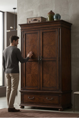 Wardrobe Antique Style Cabinets Real Wood Cabinet Gründerzeit Brown Genuine