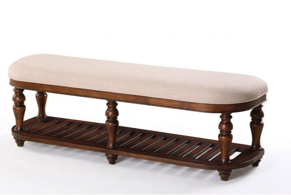 Stool Upholstered Stool Foot Furniture Living Seating Benches Seat Leather Beige Design Textile