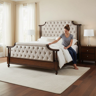 Bed Cushion Design Luxury Double Hotel Beds Bedroom Leather Chesterfield