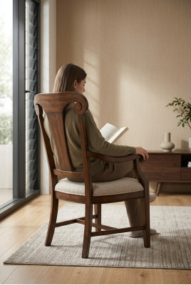 Classic chair dining room chair wood brown armrests armchair recliner chairs