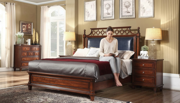Bed 2x Nightstand 3-piece Bedroom Set Design Luxury Beds Classic Upholstered