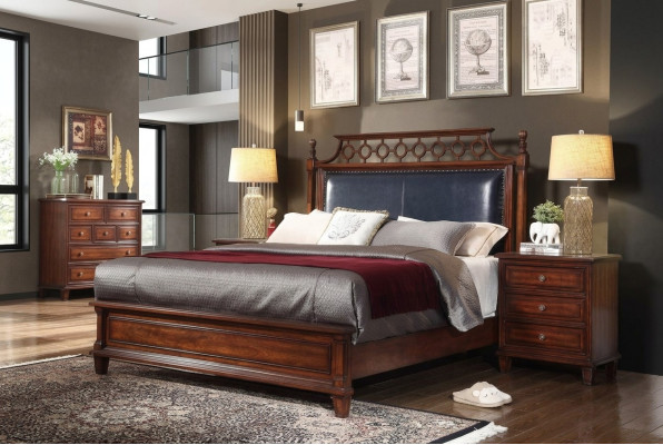 Bed 2x Nightstand 3-piece Bedroom Set Design Luxury Beds Classic Upholstered