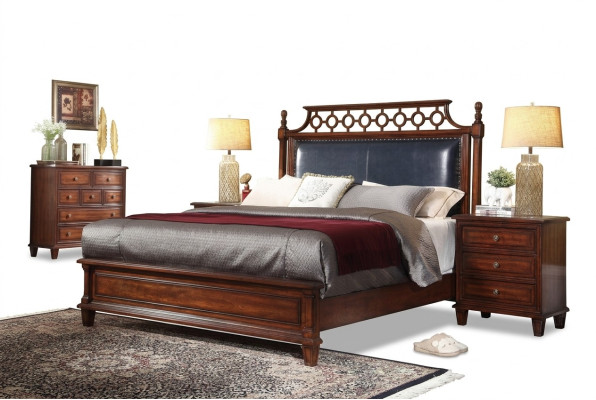 Bed 2x Nightstand 3-piece Bedroom Set Design Luxury Beds Classic Upholstered