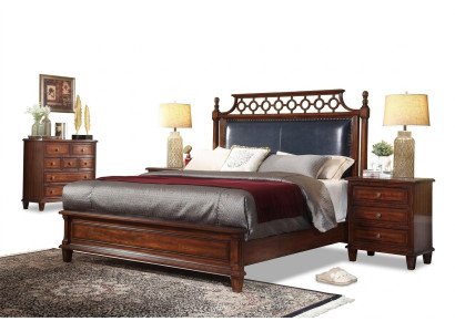 Bed 2x Nightstand 3-piece Bedroom Set Design Luxury Beds Classic Upholstered