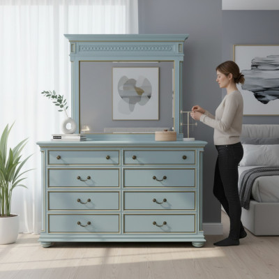 Elegant style furniture bedroom dresser cabinet classic sideboard with mirror