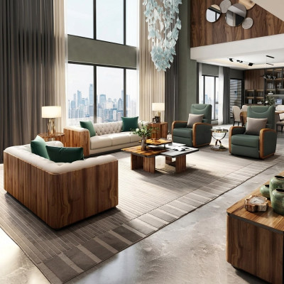 Luxury furniture sofa set couch sofa upholstery designer furniture 4-piece leather