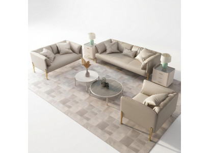 3-2-1 Seating Set Designer Sofa Couch Leather Upholstery Relax