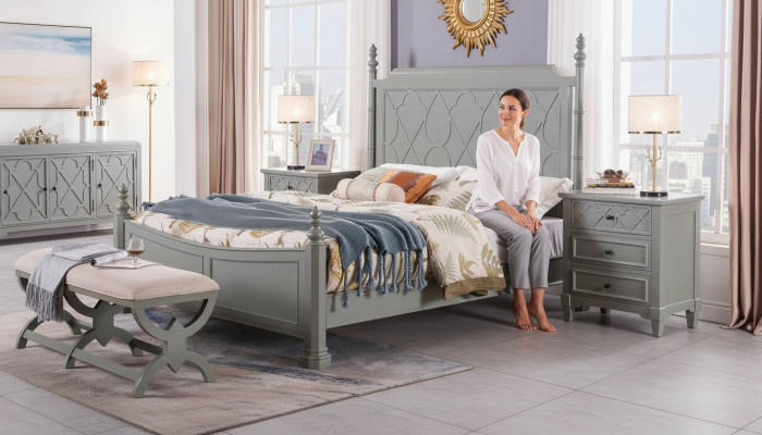 Classic bed, 2x bedside tables, 3-piece bedroom set, new luxury bed 150x200 new
