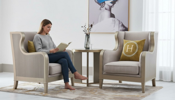 Sofa set 3-piece set 2x armchair side table table sofa set sets