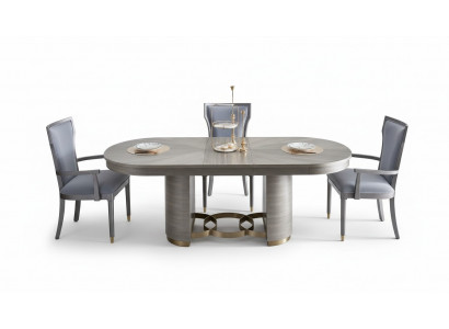 Classic Designer Dining Table + 4 Chairs Set Ensemble Room Group 5 pcs.