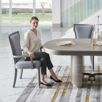 Designer 4x Chair Set Dining Room Leaning Upholstered Seat Chair Set Complete