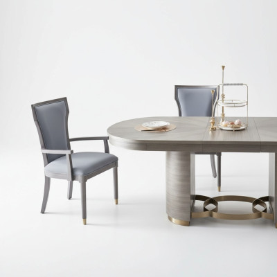Designer 4x Chair Set Dining Room Leaning Upholstered Seat Chair Set Complete