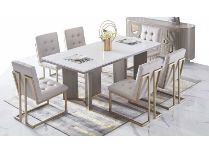 Dining room design furniture chair group table 6 armchairs set ensemble new