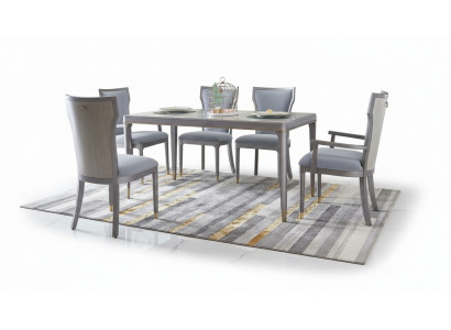 Armchairs Chair Set Group Dining Room Wood Upholstered Chairs 6x Armchair