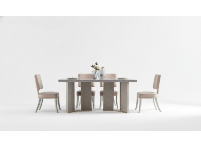 Chair 6x Chairs Group Set Living - Dining Room Suite Wood Leather Textile New