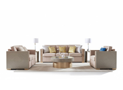Designer couch seat upholstery 3+1 seater beige stainless steel set sofa velvet new