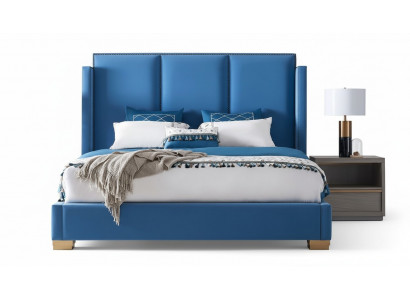 Bedroom design luxury bed 180x200 textile double bed frame blue