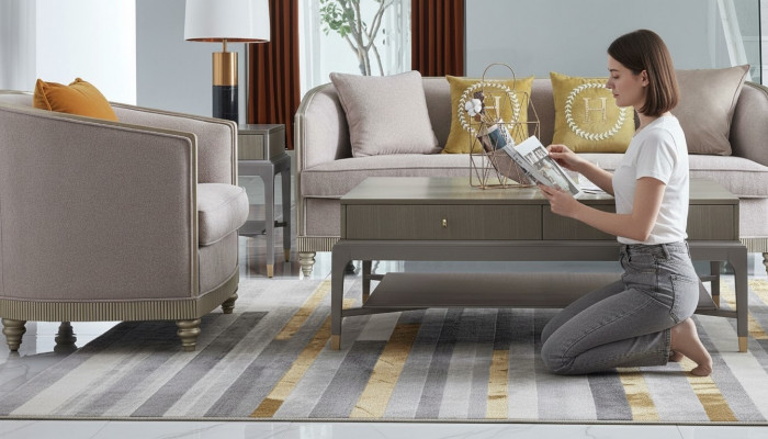 Upholstered Sofa Set 3+1 Seating Set Design Sofas Couches Textile Modern Sets