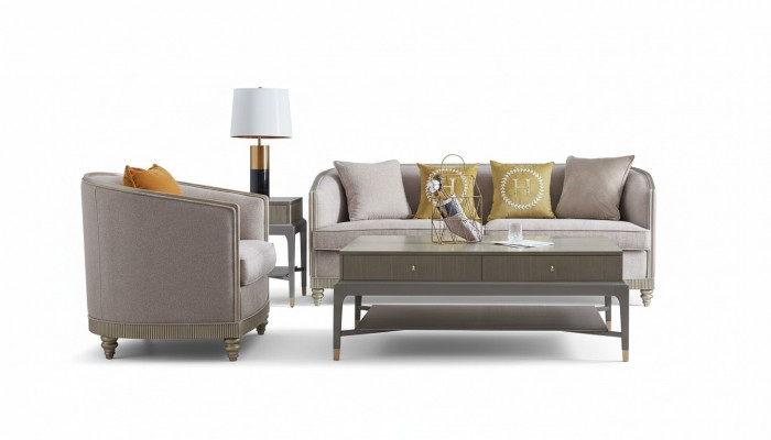 Upholstered Sofa Set 3+1 Seating Set Design Sofas Couches Textile Modern Sets