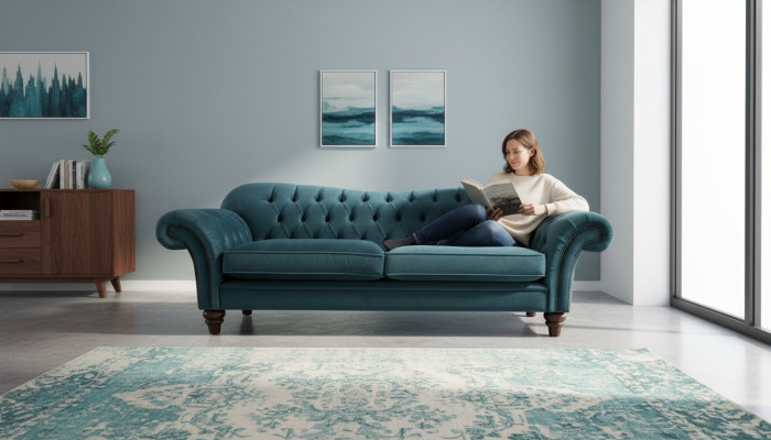 Sofa Luxury Textile Chesterfield Couch Sofas Upholstery Big 3-Seater Suite
