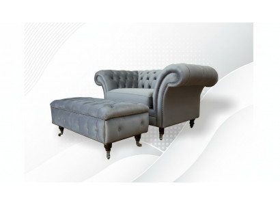 Design Chesterfield Fabric Couch Armchair 1.5-Seat Upholstered Sofas Lounge Club New