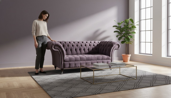 Chesterfield Sofa Couch Upholstered Sofas Classic 2-Seat Two-Seat Velvet Loveseat