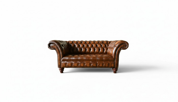 Design Chesterfield Sofa 2 Seater Brown Couch Upholstered Sofas Living Room Sofa New