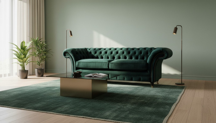 Classic Chesterfield Couch Upholstered Sofa Upholstery Velvet 3-Seater Chester