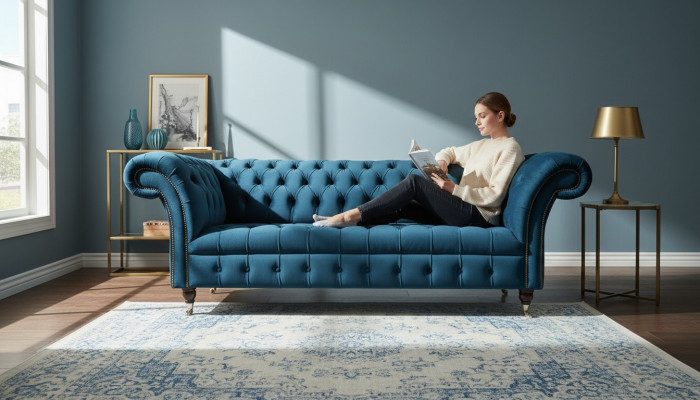 XXL big sofa 3-seater couch Chesterfield upholstery seating suite fabric textile