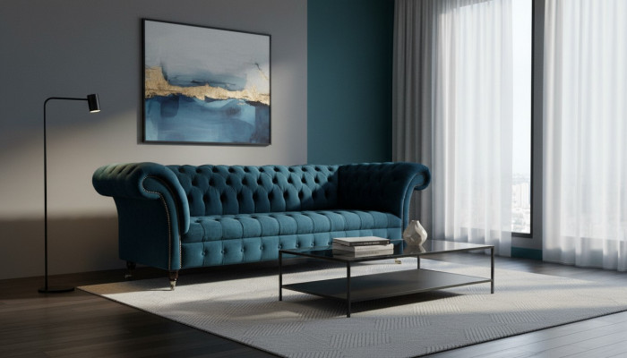 XXL big sofa 3-seater couch Chesterfield upholstery seating suite fabric textile