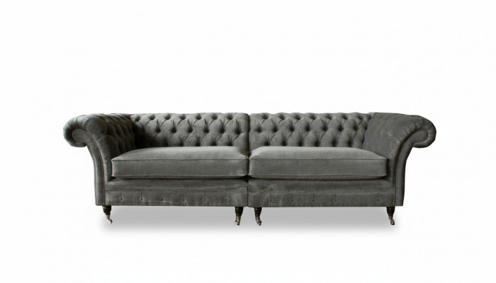 XXL Chesterfield Sofa 4-Seater Couch Upholstered Seating Suite Textile Leather