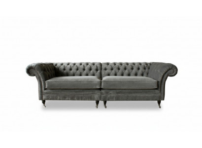 XXL Chesterfield Sofa 4-Seater Couch Upholstered Seating Suite Textile Leather