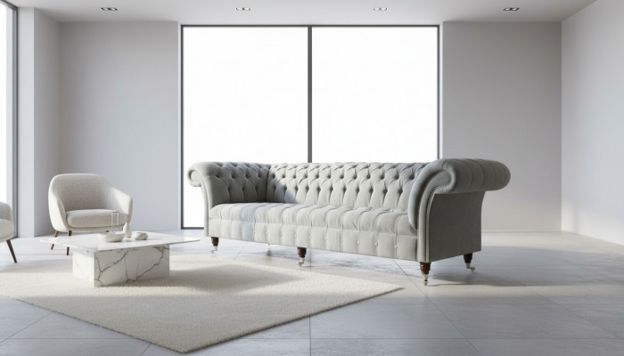 Gray big sofa couch Chesterfield 265cm upholstery sofas 4-seater leather