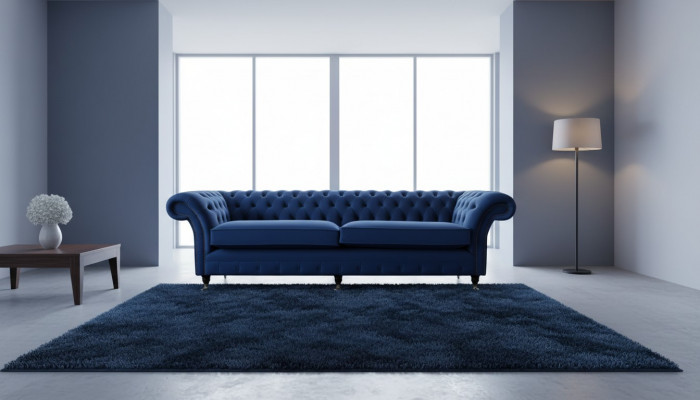 Blue XXL Big Sofa Couch Chesterfield 265cm Upholstery Sofas 4 Seater