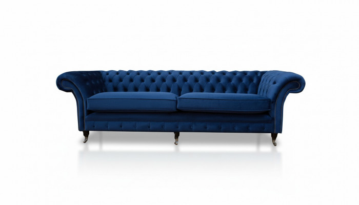 Blue XXL Big Sofa Couch Chesterfield 265cm Upholstery Sofas 4 Seater